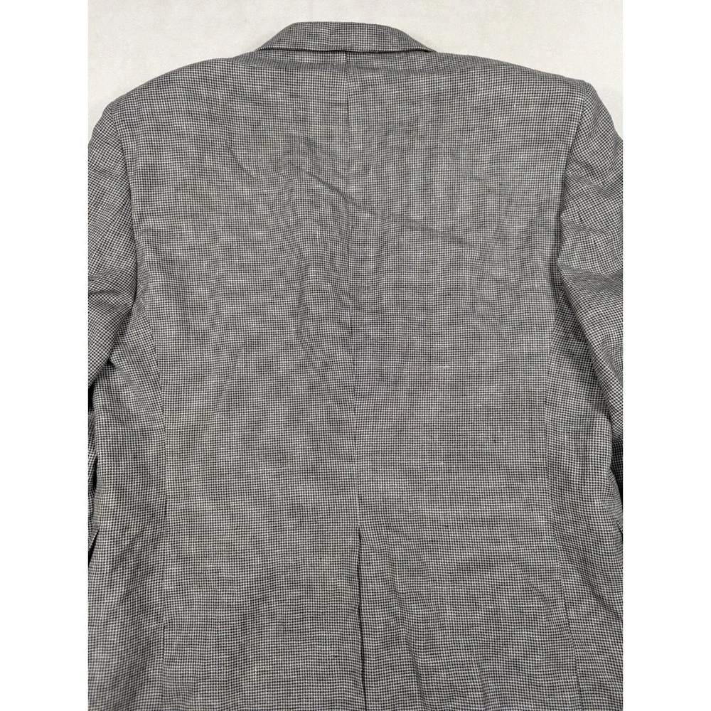 Jos. A. Bank Mens 48R Linen Wool Blend Houndstooth‎ Blazer Sport Coat Grey 01175